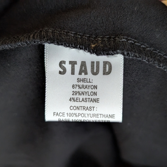 NWOT STAUD Alfred Faux Leather Accent Long Sleeve Midi Knit Dress Black medium m - Picture 4 of 5